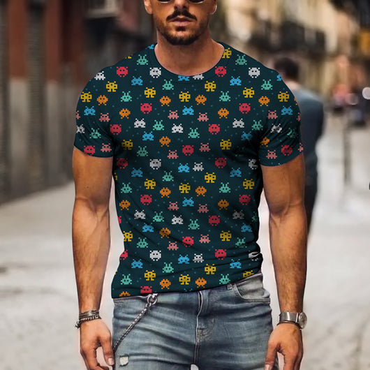 Playera Retro Camuflaje con Estampado Digital 3D