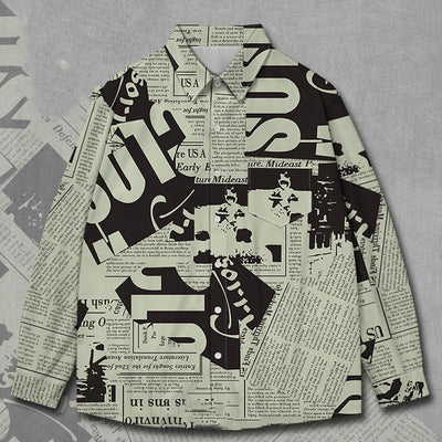 Camisa de Manga Larga Estampado Periódico Roman Ink - Image 10