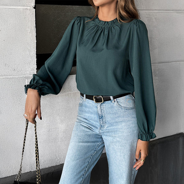 Camisa Casual de Manga Larga Minimalista Estilo Europeo