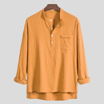 Camisa Casual de Algodón y Lino para Hombre Talla Grande - Image 14