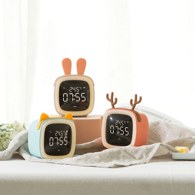 Reloj Despertador Digital con Luz Nocturna, Termómetro y Carga USB para Niños - Image 3