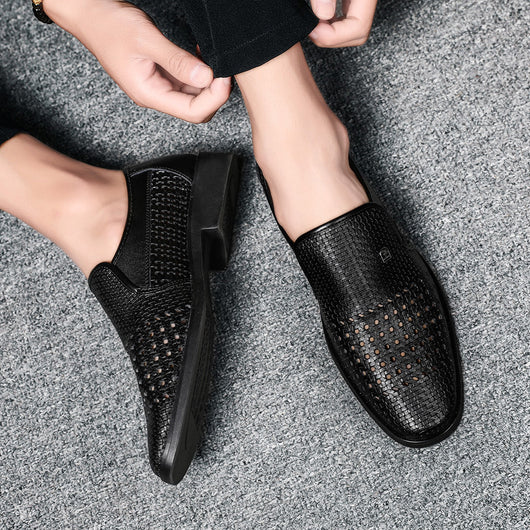 Zapatos de Cuero Hueco para Hombre Talla Grande - Calzado Empresarial Premium - Image 10