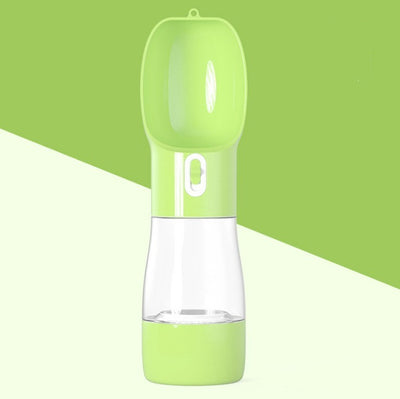 White and clear portable dog water dispenser with a built-in bowl and transparent water reservoir. - Image 7