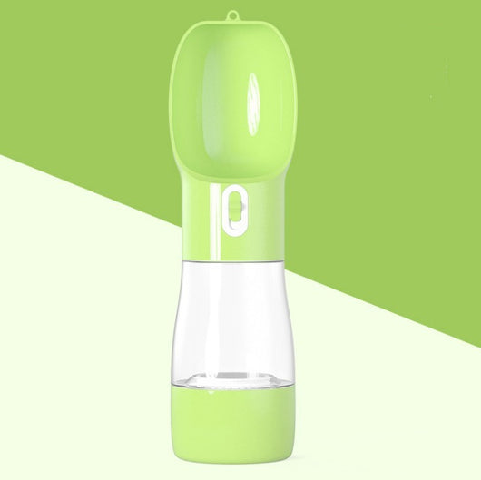 White and clear portable dog water dispenser with a built-in bowl and transparent water reservoir. - Image 7