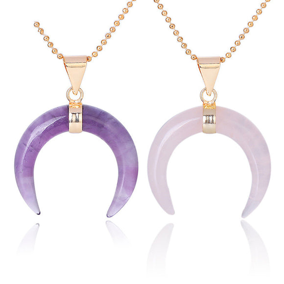 Collar con Dije de Luna y Cristal Semiprecioso