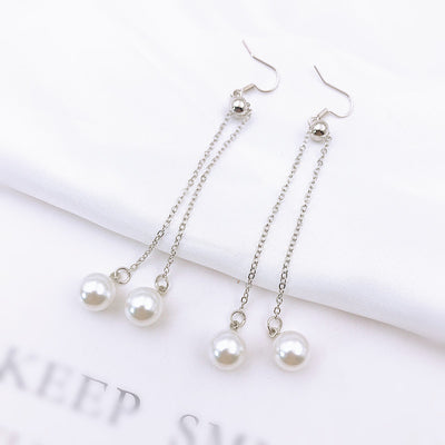 Aretes Coreanos Asimétricos con Flor de Perla y Moño - Image 50