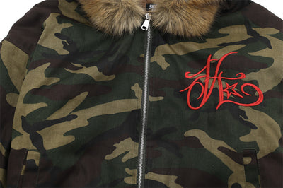 Abrigo Hoodie de Terciopelo con Bordado de Letras y Patrón Camuflaje - Image 13