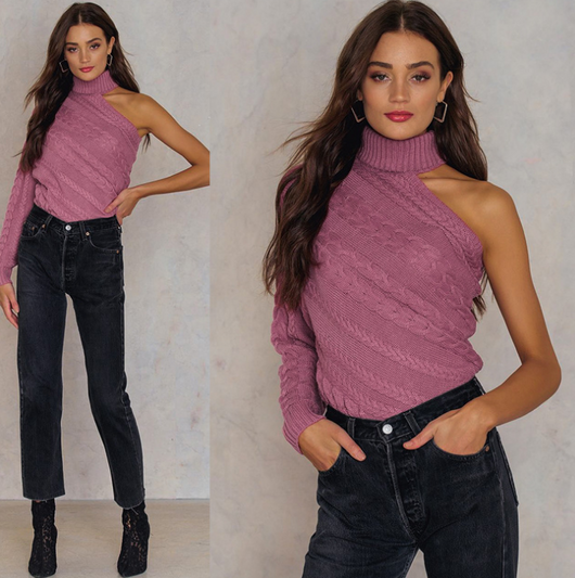 Suéter Elegante sin Tirantes con Cuello Alto y Detalle Retorcido - Image 4