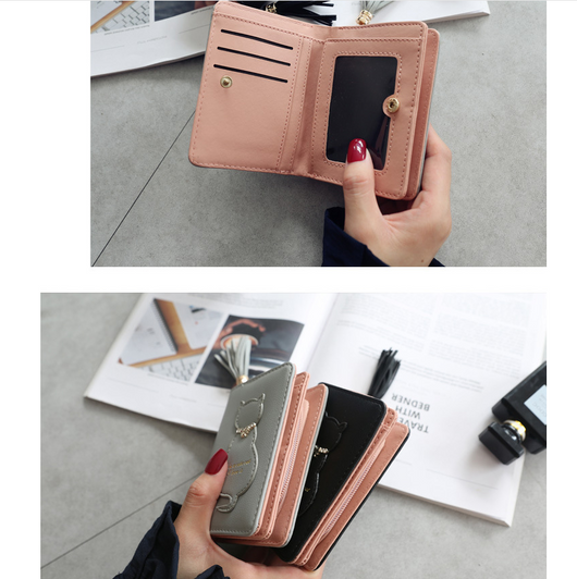 Billetera Compacta para Mujer con Diseño de Gato y Cierre de Hebilla - Image 2