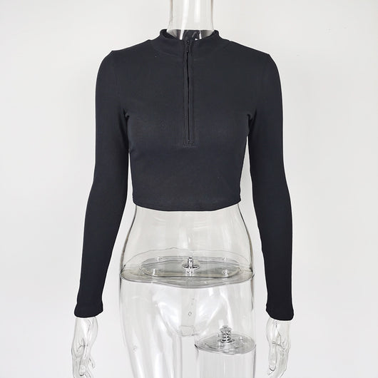 Top Crop Ajustado con Cierre de Mujer - Diseño Minimalista - Image 6