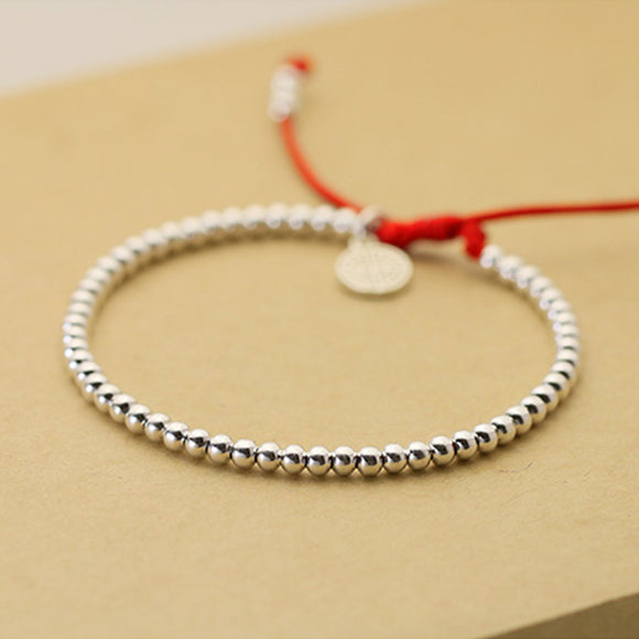 Pulsera de Plata Esterlina 925 con Cordón Rojo