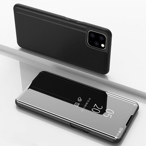 Funda Espejo con Soporte para Teléfono - Tipo Abatible con Acabado Cromado