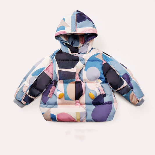 Chaqueta Acolchada de Plumón con Estampado - Corte Medio