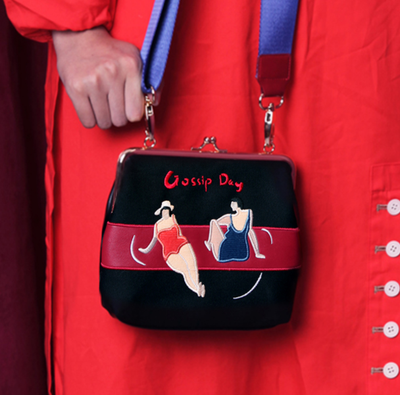 Bolso Vintage de Lona y Terciopelo con Bordados - Mensajero Elegante para Mujer - Image 5