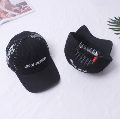 Gorra de Béisbol Hip Hop con Bordado de Calavera para Niños Negro y Blanco - Image 5