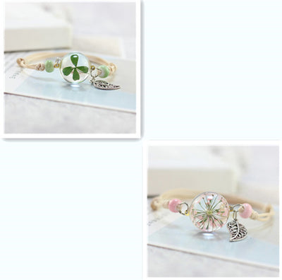 Pulsera Esfera de Cristal con Flores Secas - Diente de León y Estrellas - Image 28