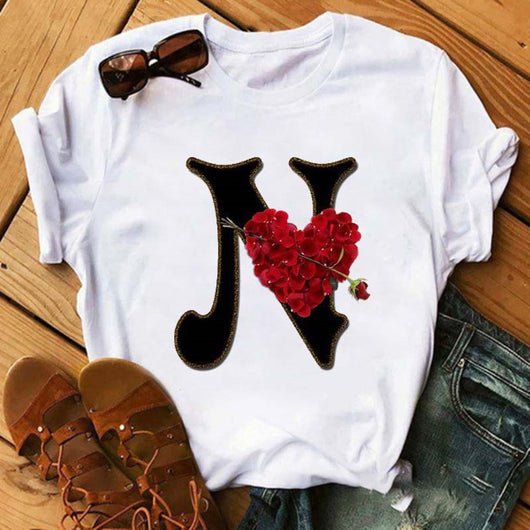 Playera Casual Estampado Alfabeto Inglés Rosa para Estudiantes - Image 20