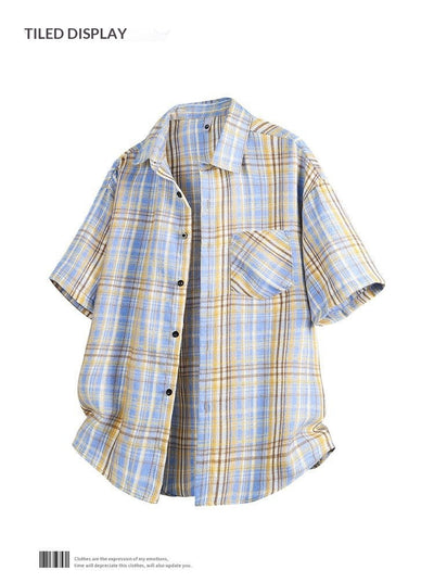 Camisa Casual de Cuadros para Hombre - Manga Corta - Image 16