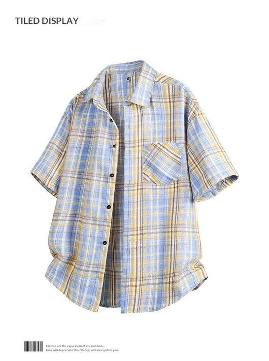 Camisa Casual de Cuadros para Hombre - Manga Corta - Image 16