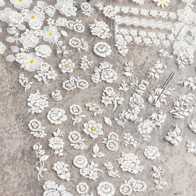 Pegatinas de Uñas de Encaje Blanco Hueco 3D Diseño Mariposa para Novia - Image 2