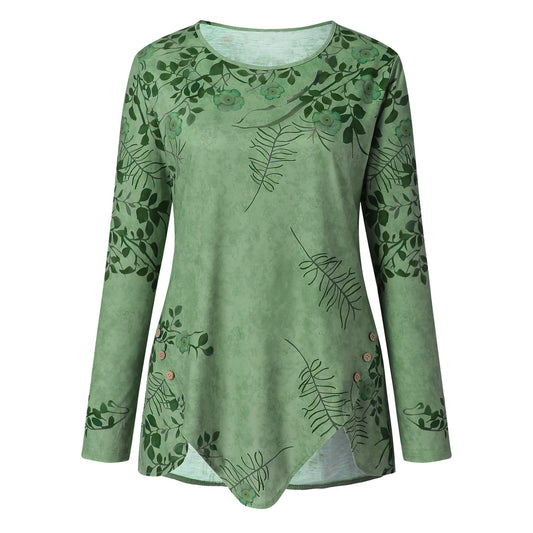 Blusa Estampada Cuello Redondo Manga Larga para Mujer - Image 2