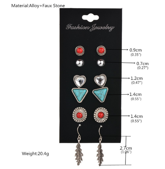 Aretes de Cristal Transparente con Dije Geométrico de Formas Antiguas - Image 5