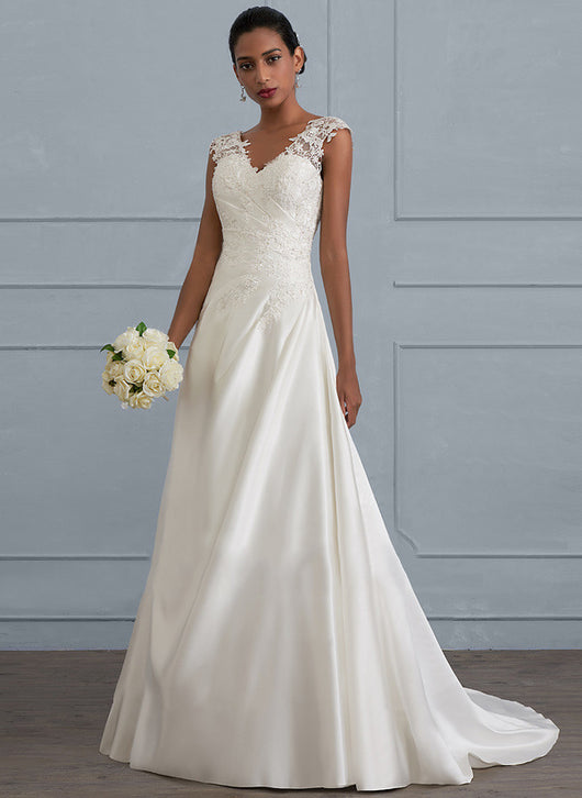 Vestido de Novia Sirena Asimétrico con Encaje y Cola Trailing - Image 3