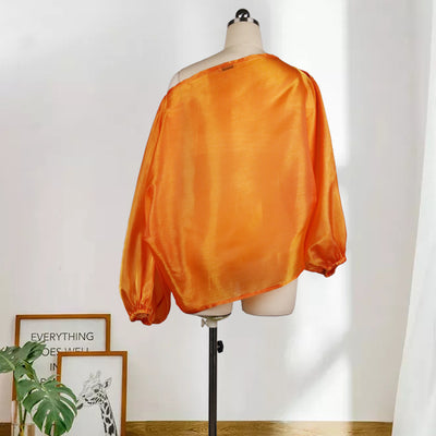 Blusa Holgada Casual de Hombros Caídos y Mangas Linterna para Talla Plus - Image 5