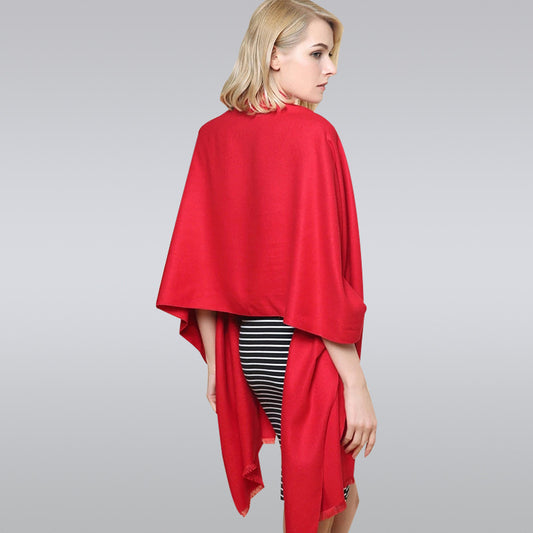 Chal de Colores Lisos con Borlas - Talla Plus Abrigo Grueso para Eventos - Image 2