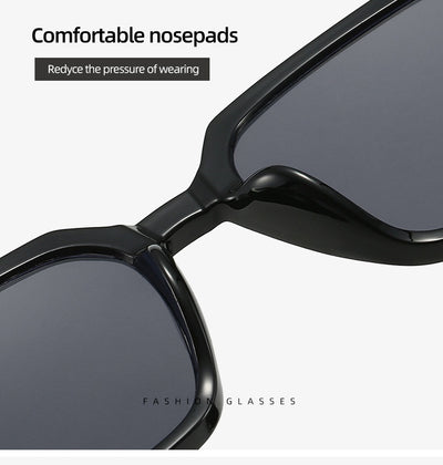 Large frame square sunglasses with a transparent champagne-colored frame and brown lenses. - Image 16