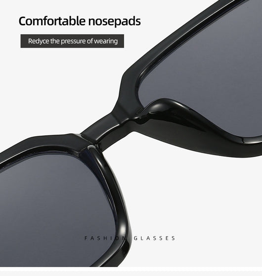 Large frame square sunglasses with a transparent champagne-colored frame and brown lenses. - Image 16