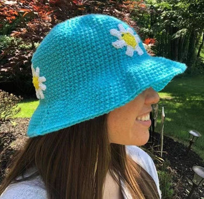 Sombrero Pescador Tejido con Flores para Mujer - Estilo Japonés Versátil - Image 7