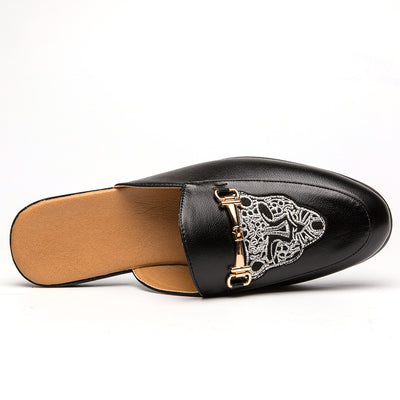 Pantuflas de Cuero Cerradas con Bordado - Zapatos Casuales de Moda para Hombre - Image 5