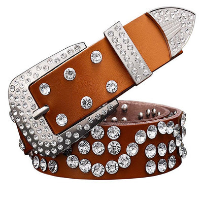Cinturón de Cuero para Mujer con Hebilla de Diamantes y Pasador de Cuero Vacuno - Image 25