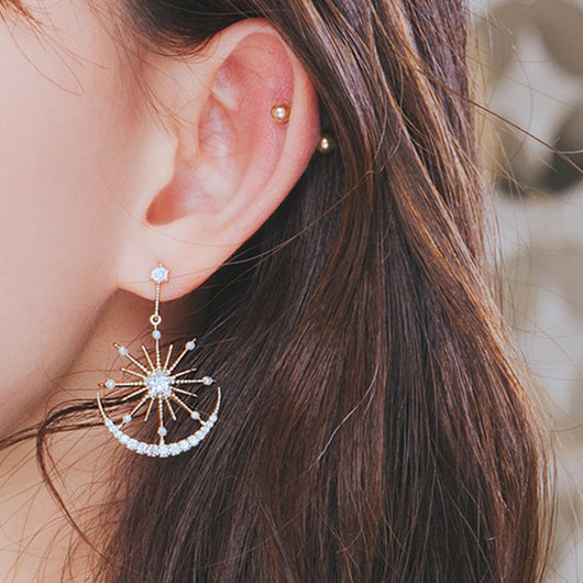 Aretes Sol y Luna con Diamantes - Image 2