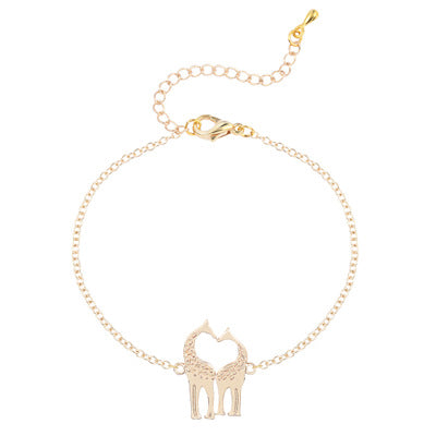 Pulsera de Jirafa con Corazón Dorado y Plateado