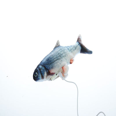 Three plush simulation fish cat toys with realistic blue and black scale patterns and black fins. - Image 2