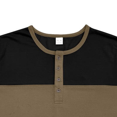 Camisa Casual de Cuello Henry con Combinación de Colores - Manga Larga Estilo Retro - Image 22