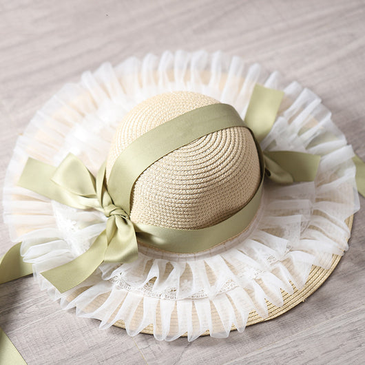 Sombrero de Paja para Mujer con Ala Ancha, Encaje y Moño Decorativo - Image 10