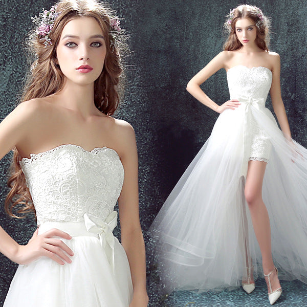 Vestido de Novia Sirena con Falda Desmontable y Encaje Tul