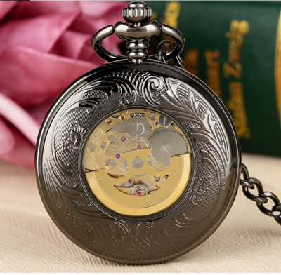 Reloj de Bolsillo Mecánico Automático con Lupa Grabada y Tapa Transparente - Image 6
