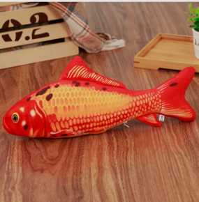 Orange and white clownfish plush cat toy with black accents, featuring a small zipper on its underside. - Image 13