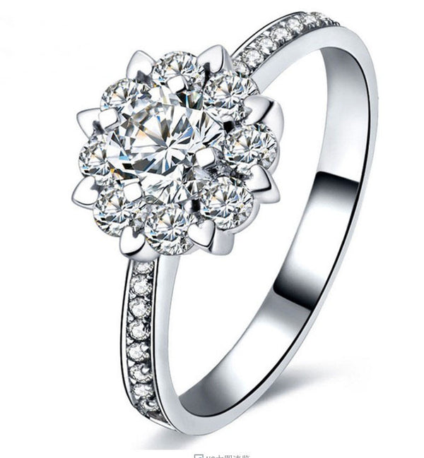 Anillo de Compromiso y Matrimonio en Oro 18K con Diamante y Circonita