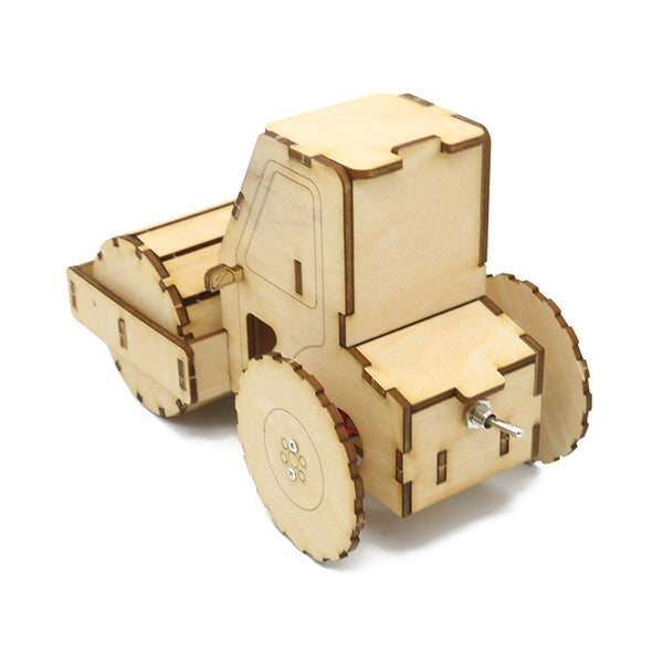Kit de Construcción Rodillo Compactador STEAM - Juguete Educativo de Ingeniería en Madera