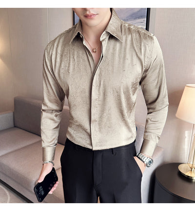 Camisa Larga Hombre Ice Silk Textura Premium - Transpirable y Fresca - Image 27