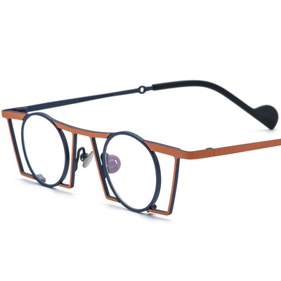 Gafas Retro Redondas de Titanio Puro con Combinación de Colores - Image 7