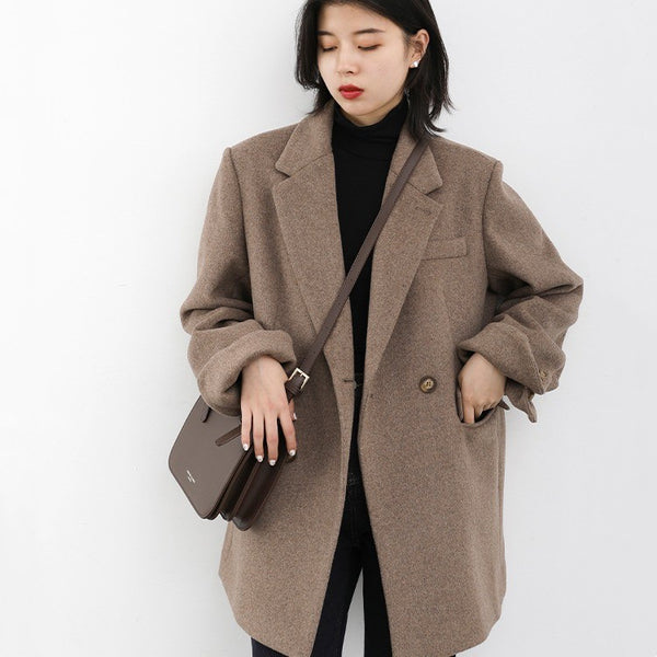 Blazer de Lana para Mujer con Hombros Anchos