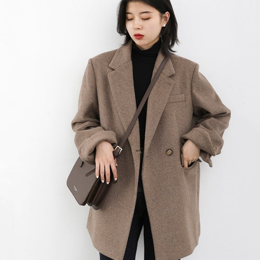 Blazer de Lana para Mujer con Hombros Anchos