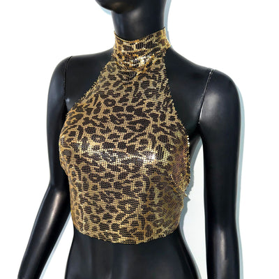 Chaleco Halter Estampado Leopardo con Lentejuelas - Image 16