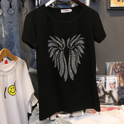 Playera de Algodón con Strass Brillante